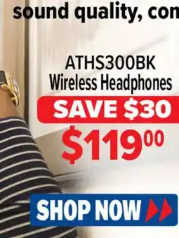 2001 Audio Video ATHS300BK Wireless Headphones offer