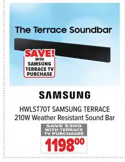 2001 Audio Video HWLST70T SAMSUNG TERRACE 210W Weather Resistant Sound Bar offer