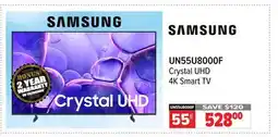 2001 Audio Video UN55U8000F 55 SAMSUNG Crystal UHD 4K Smart TV offer