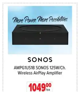 2001 Audio Video AMPG1US1B SONOS 125W/Ch. Wireless AirPlay Amplifier offer