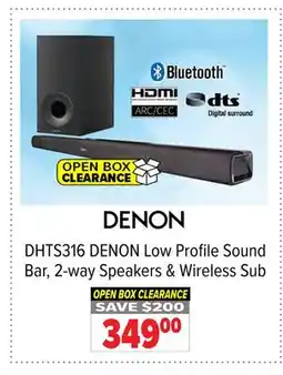 2001 Audio Video DHTS316 DENON Low Profile Sound Bar, 2-way Speakers & Wireless Sub offer