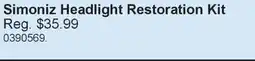 PartSource Simoniz Headlight Restoration Kit offer