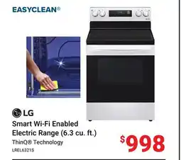 Visions Electronics EASYCLEAN ThinQ Technology LREL6321S Smart Wi-Fi Enabled Electric Range offer