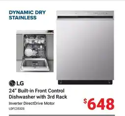 Visions Electronics LG 24 Built-in Front Control Dishwasher with 3rd Rack offer