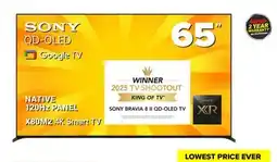Visions Electronics SONY 65 NATIVE 120Hz PANEL 65 X80M2 4K Smart TV offer