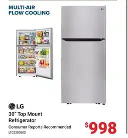 Visions Electronics LG 30 Top Mount Refrigerator offer