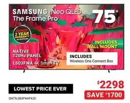 Visions Electronics Samsung 2025 The Frame Pro 75 LS03FW 4K Neo QLED Tizen Smart TV offer