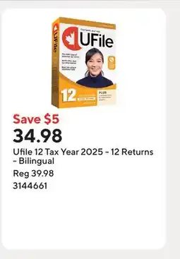 Staples Ufile 12 Tax Year 2025 - 12 Returns - Bilingual offer