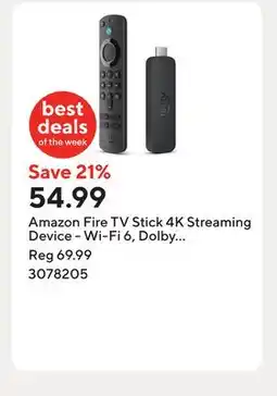 Staples Amazon Fire TV Stick 4K Streaming Device - Wi-Fi 6, Dolby Vision/Atmos (2023) offer