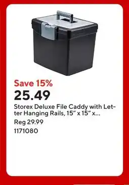 Staples Storex Deluxe File Caddy with Letter Hanging Rails, 15 x 15 x 40, Black offer