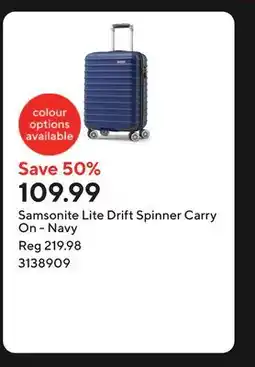 Staples Samsonite Lite Drift Spinner Carry On - Navy offer