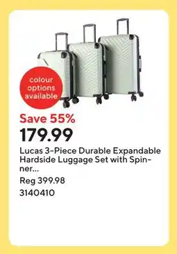 Staples Lucas 3-Piece Durable Expandable Hardside Luggage Set with Spinner Wheels - Jade offer