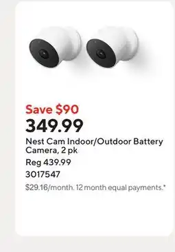 Staples Nest Cam Indoor/Outdoor Battery Camera offer