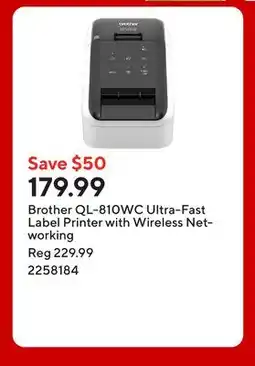 Staples Brother QL-810WC Ultra-Fast Label Printer with Wireless Networking offer