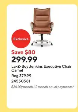 Staples La-Z-Boy Jenkins Executive Chair Camel offer