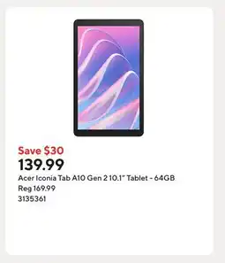 Staples Acer Iconia Tab A10 Gen 2 10.1 Tablet - 64GB offer