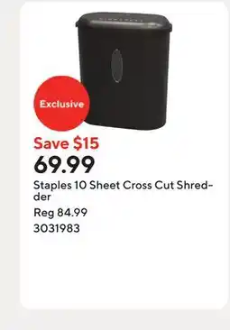 Staples Staples 10 Sheet Cross Cut Shredder offer