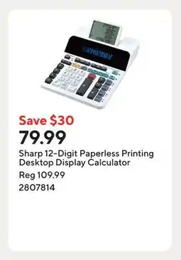 Staples Sharp 12-Digit Paperless Printing Desktop Display Calculator offer
