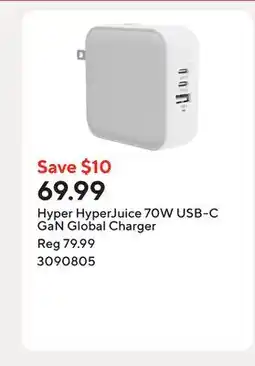 Staples Hyper HyperJuice 70W USB-C GaN Global Charger offer