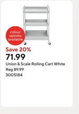 Staples Union & Scale Rolling Cart White offer