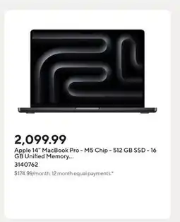Staples Apple 14 MacBook Pro - M5 Chip - 512 GB SSD - 16 GB Unified Memory - Space Black - English offer