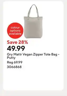 Staples Gry Mattr Vegan Zipper Tote Bag - Putty offer