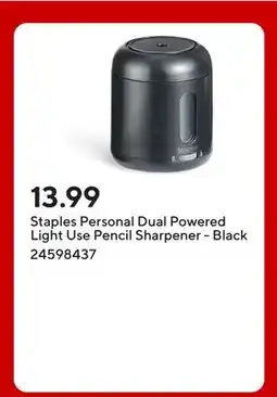 Staples Staples Personal Dual Powered Light Use Pencil Sharpener - Black offer