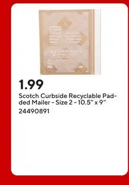 Staples Scotch Curbside Recyclable Padded Mailer - Size 2 - 10.5 x 9 offer