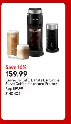 Staples Keurig K-CafÈ Barista Bar Single Serve Coffee Maker and Frother offer