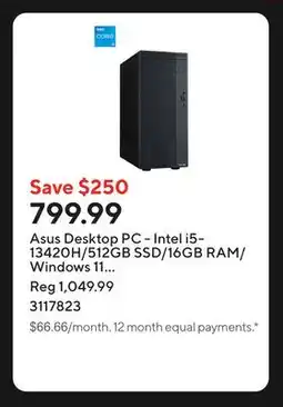 Staples Asus Desktop PC - Intel i5-13420H/512GB SSD/16GB RAM/Windows 11 Home/Grey offer