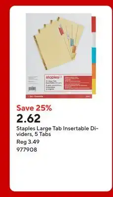 Staples Staples Large Tab Insertable Dividers, 5 Tabs offer