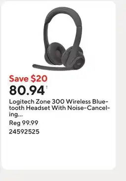 Staples Logitech Zone 300 Wireless Bluetooth Headset With Noise-Canceling Microphone - Graphite offer