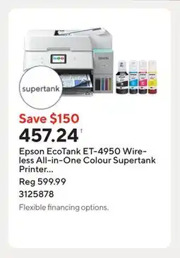 Staples Epson EcoTank ET-4950 Wireless All-in-One Colour Supertank Printer ñ White offer