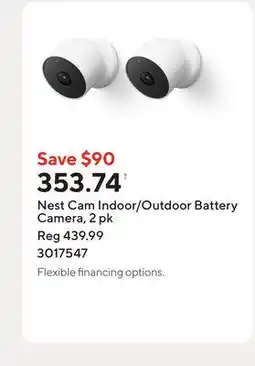 Staples Nest Cam Indoor/Outdoor Battery Camera offer
