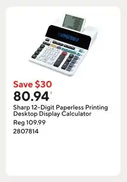 Staples Sharp 12-Digit Paperless Printing Desktop Display Calculator offer