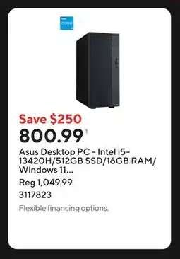 Staples Asus Desktop PC - Intel i5-13420H/512GB SSD/16GB RAM/Windows 11 Home/Grey offer