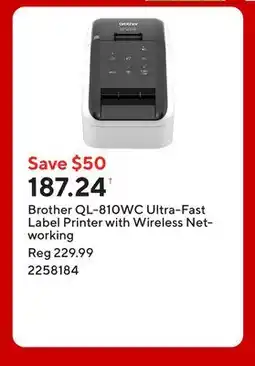 Staples Brother QL-810WC Ultra-Fast Label Printer with Wireless Networking offer