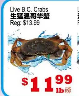 Yuan Ming Supermarket Live B.C. Crabs offer