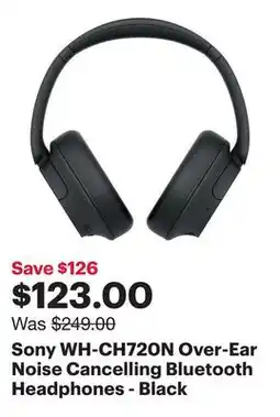 Best Buy Sony WH-CH720N Over-Ear Noise Cancelling Bluetooth Headphones - Black offer