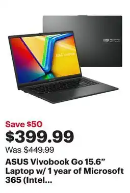 Best Buy ASUS Vivobook Go 15.6 Laptop w/ 1 year of Microsoft 365 (Intel N100128GB/4GB RAM/128GB UFS/Win 11 S) offer