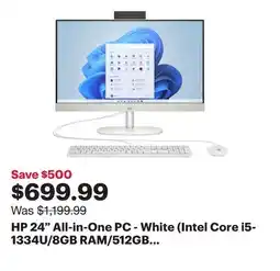 Best Buy HP 24 All-in-One PC - White (Intel Core i5-1334U/8GB RAM/512GB SSD/Windows 11) - Only at Best Buy offer