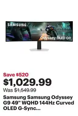 Best Buy Samsung Samsung Odyssey G9 49 WQHD 144Hz Curved OLED G-Sync FreeSync Gaming Monitor (LS49DG912SNXZA) offer