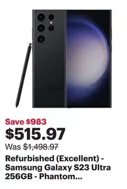 Best Buy Refurbished (Excellent) - Samsung Galaxy S23 Ultra 256GB - Phantom Black - Unlocked offer