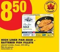 No Frills High liner pan-sear or battered fish fillets offer