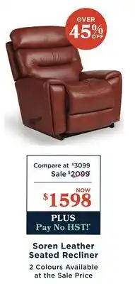 La Z Boy Soren Leather Seated Recliner offer