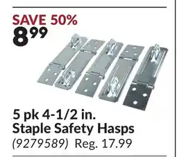 Princess Auto 5 pk 4-1/2 in. Staple Safety Hasps offer