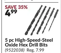 Princess Auto 5 pc High-Speed-Steel Oxide Hex Drill Bits offer