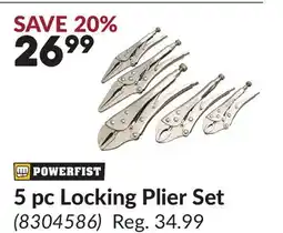 Princess Auto 5 pc Locking Plier Set offer