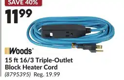 Princess Auto 15 ft 16/3 Triple-Outlet Block Heater Cord offer