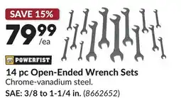 Princess Auto 14 pc Open-Ended Wrench Sets SAE: 3/8 to 1-1/4 in offer